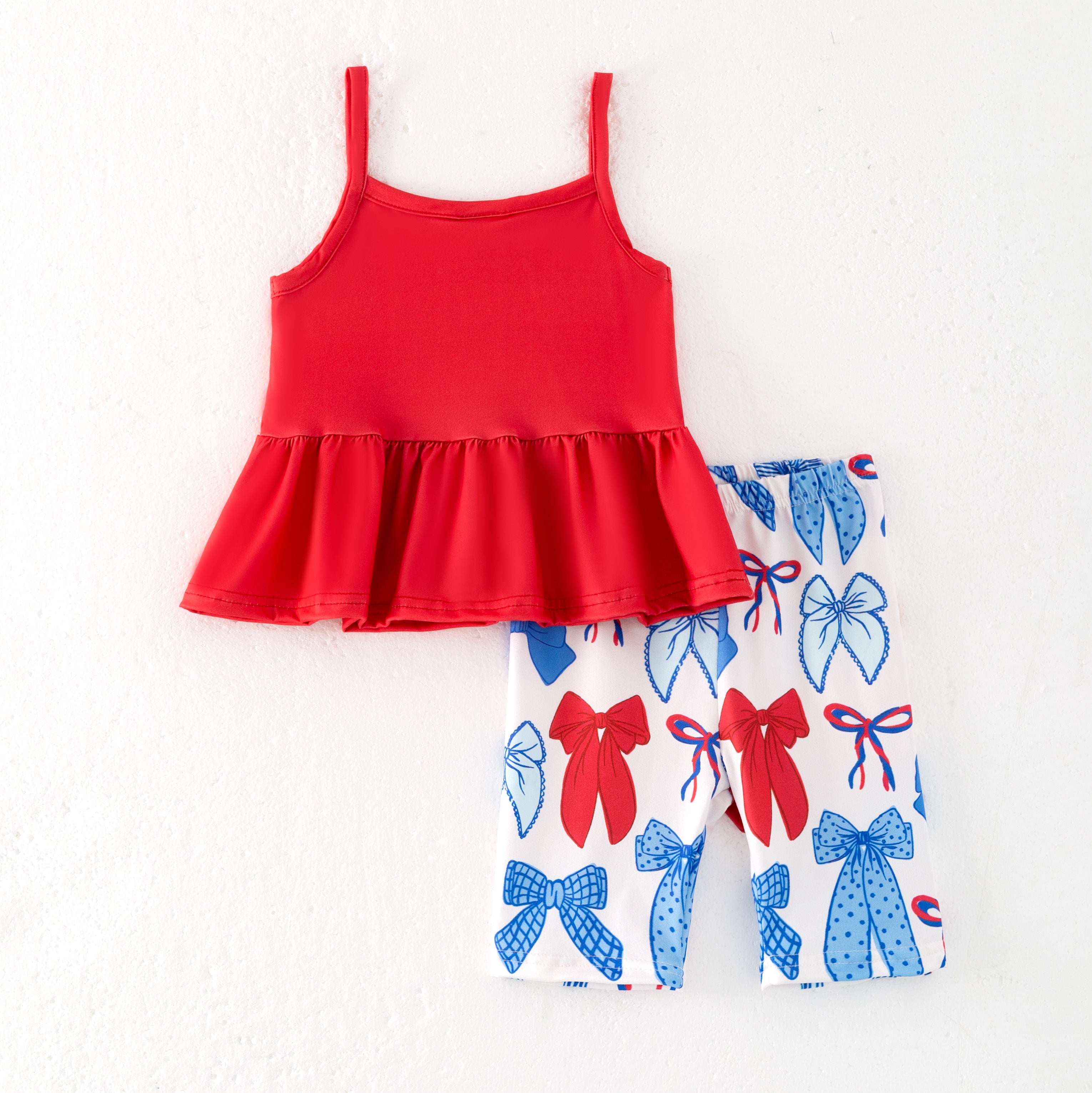 (Pre Order)Girls Patriotic Print Capris Set