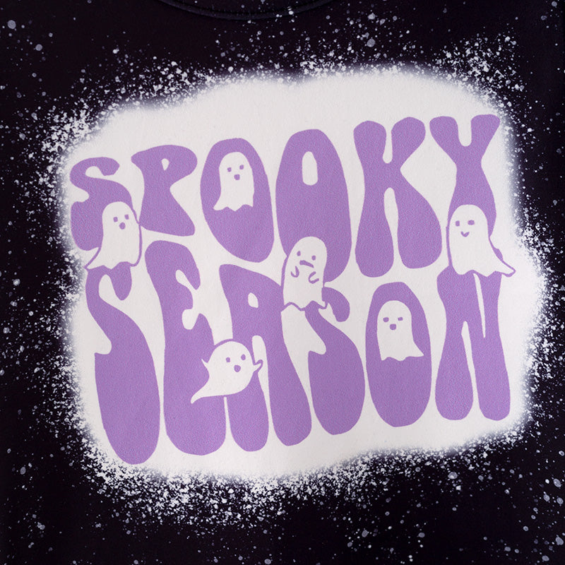 (In Stock E30-3-3)Girls Halloween Ghost Print Top