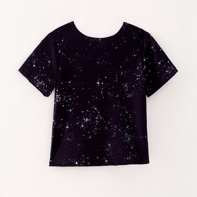 (In Stock E30-3-3)Girls Halloween Ghost Print Top