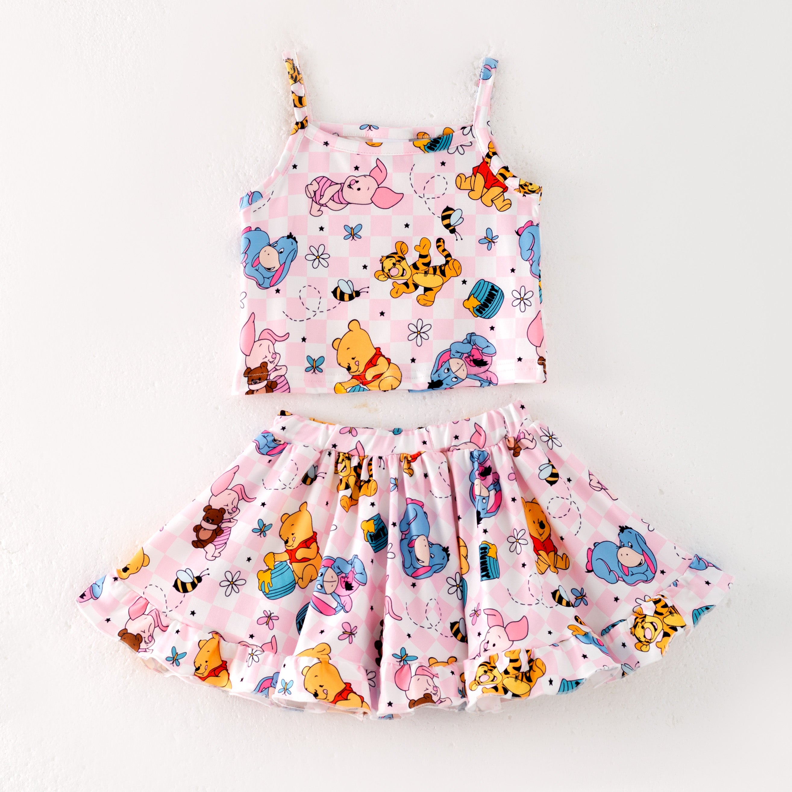 (Pre Order)Girls Summer Cute Cartoon Print Skirt Set