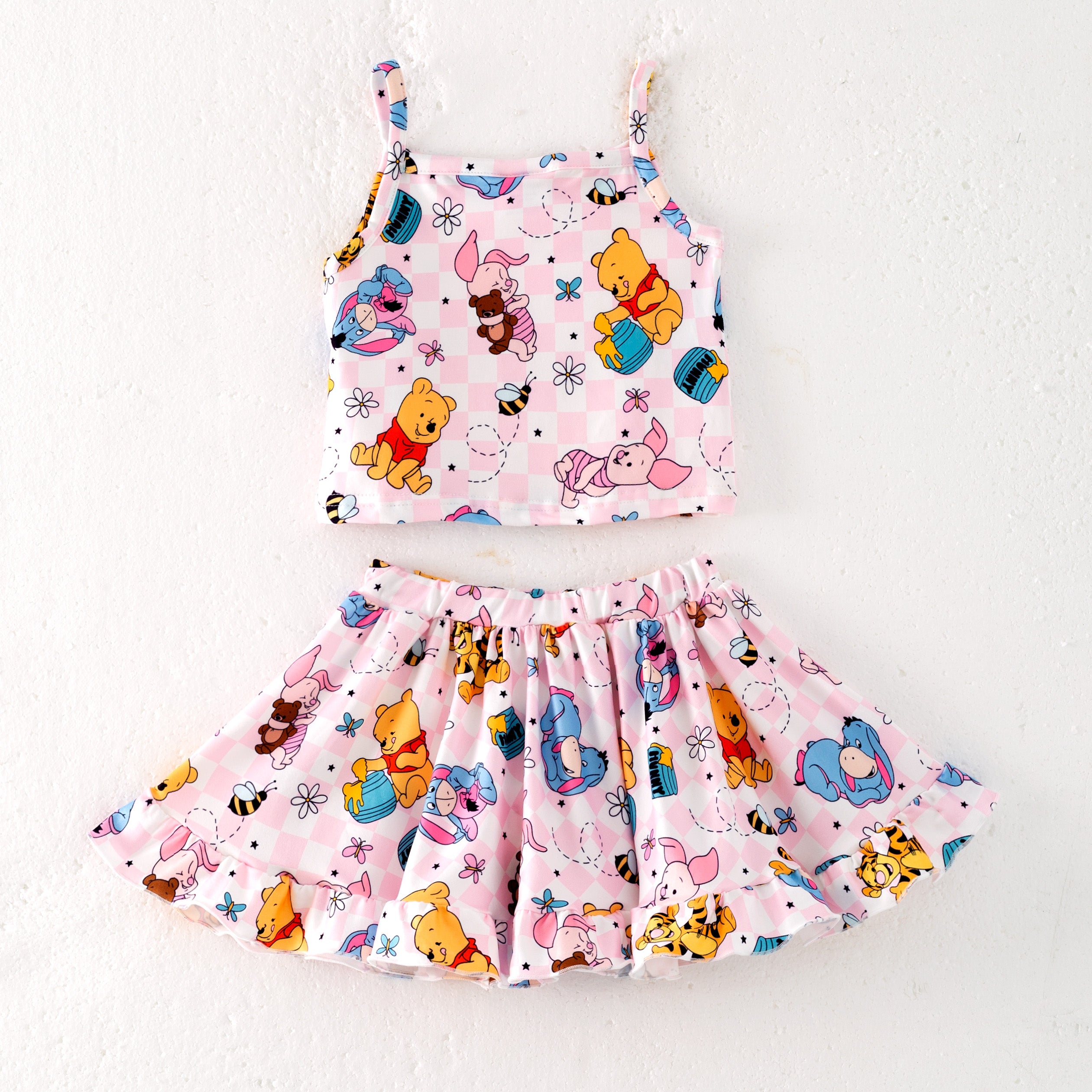 (Pre Order)Girls Summer Cute Cartoon Print Skirt Set