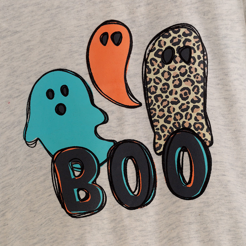 (In Stock E31-5-3)Girls Halloween BOO Print Top