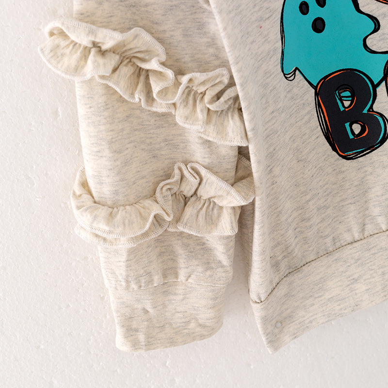 (In Stock E31-5-3)Girls Halloween BOO Print Top