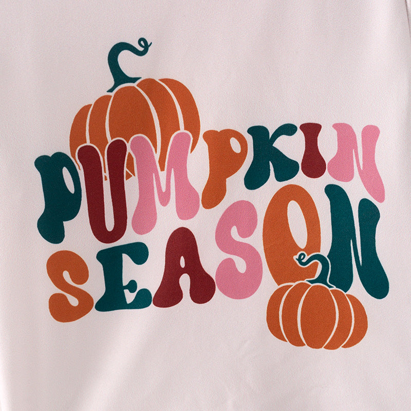 (Pre Order)Girls Halloween PUMPKIN SEASON Print Outfit Set