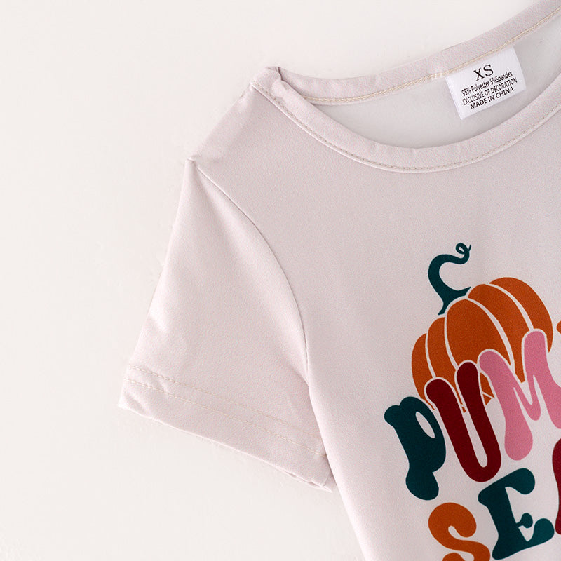 (Pre Order)Girls Halloween PUMPKIN SEASON Print Outfit Set