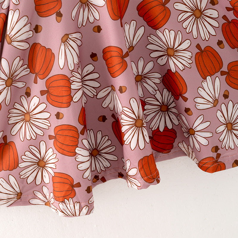 (In Stock E30-2-3)Girls Halloween Print Dress