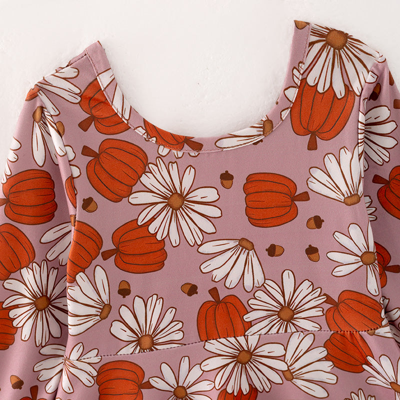 (In Stock E30-2-3)Girls Halloween Print Dress