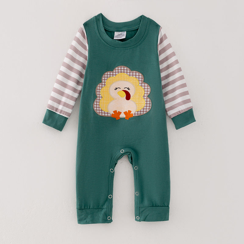 (In Stock L25-2-3)Baby Boys Turkey Applique Romper