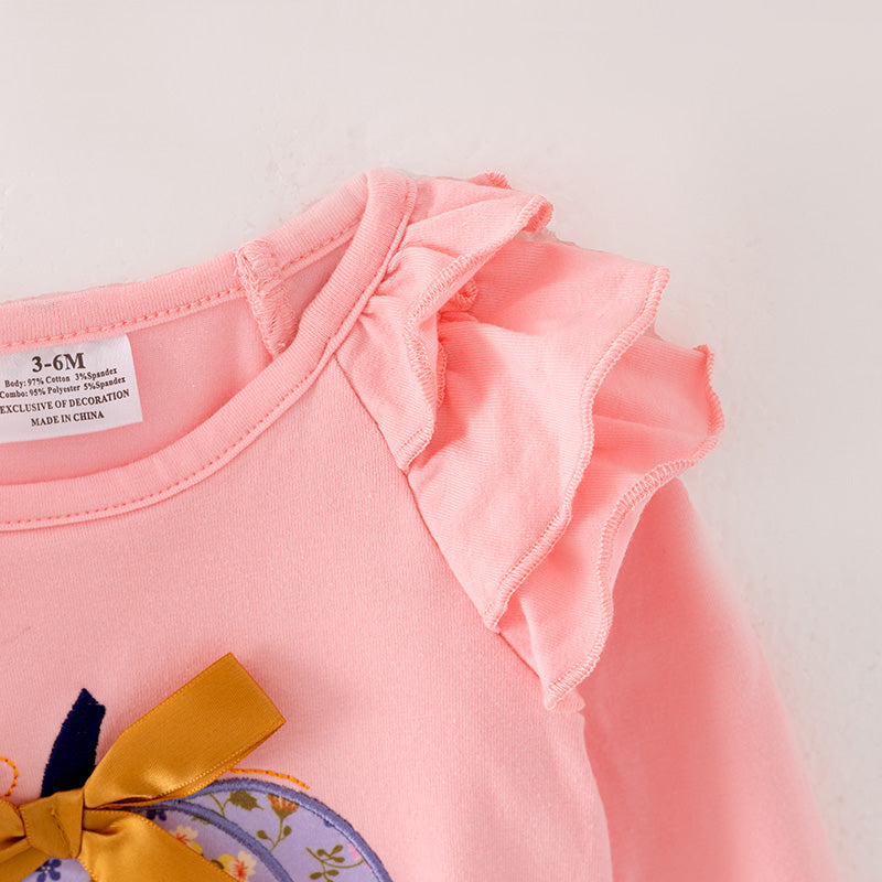 (In Stock E18-2-3)Baby Girls Pumpkin Applique Romper