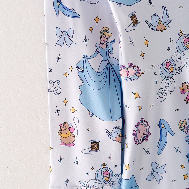 (In Stock E30-1-1)Girls Christmas Princess Print Dress