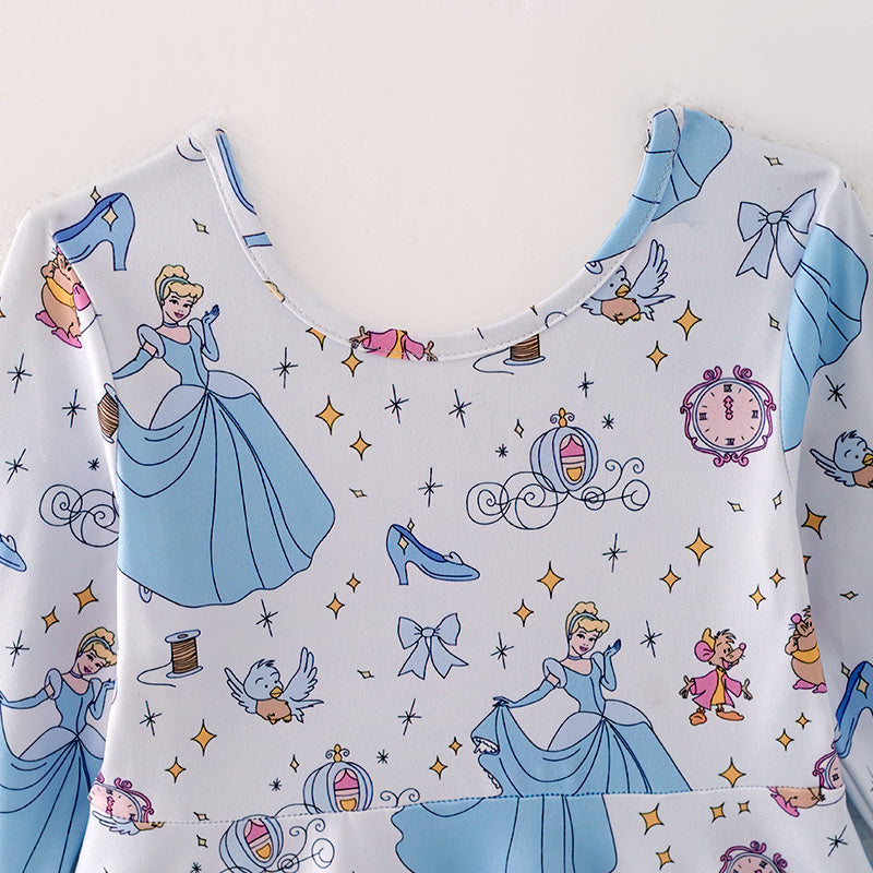 (In Stock E30-1-1)Girls Christmas Princess Print Dress