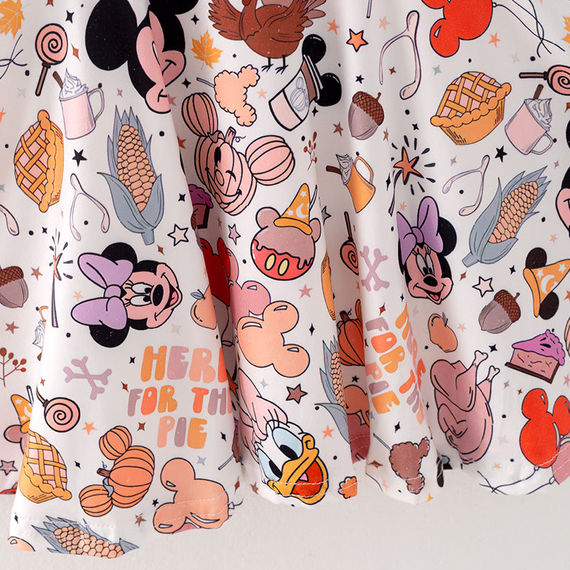 (In Stock E30-1-3)Girls Thanksgiving Print Dress