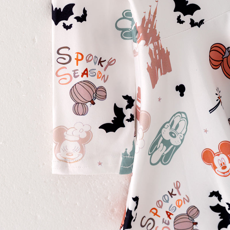 (In Stock E30-1-2)Girls Halloween Print Dress