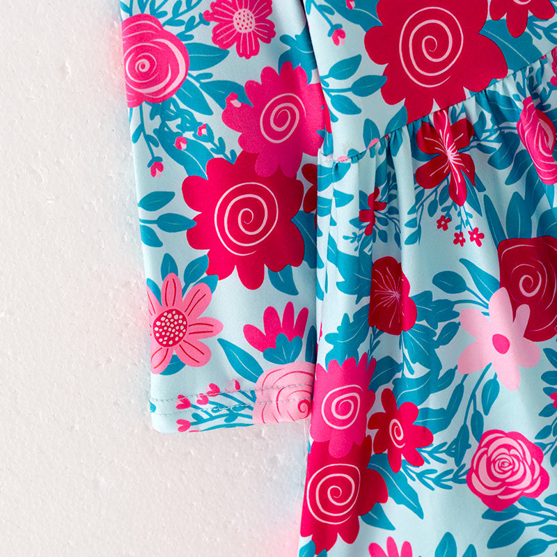 (In Stock)Girls Fall Floral Print Dress