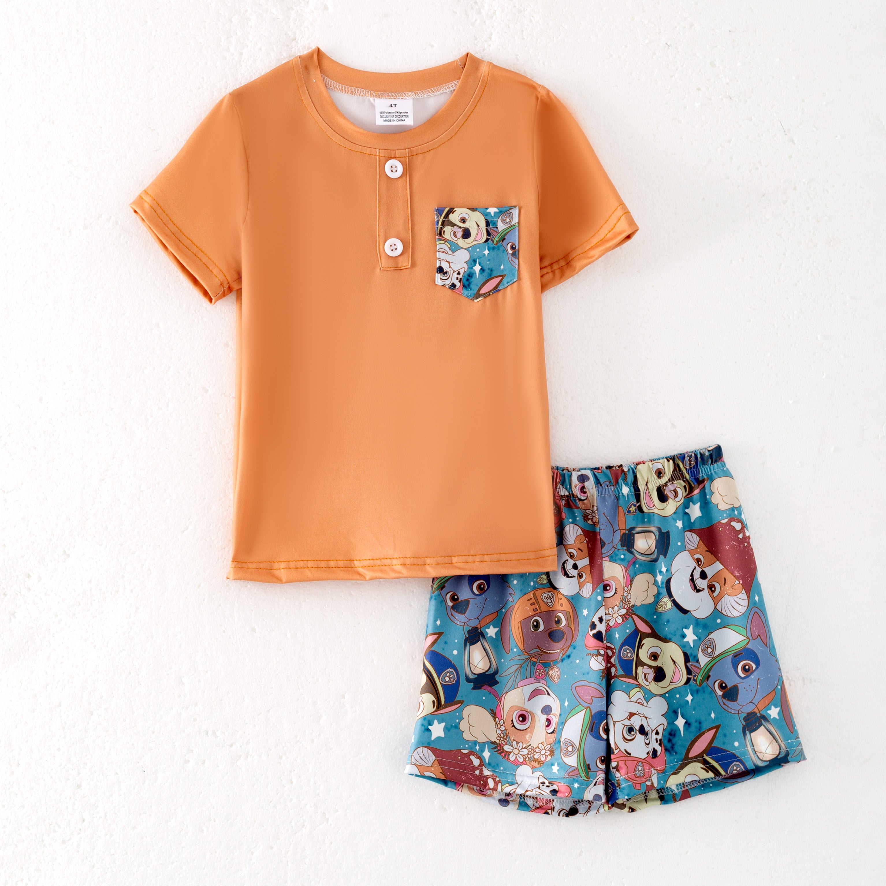 (Pre Order)Boys Spring and Summer Cartoon Print Shorts Set