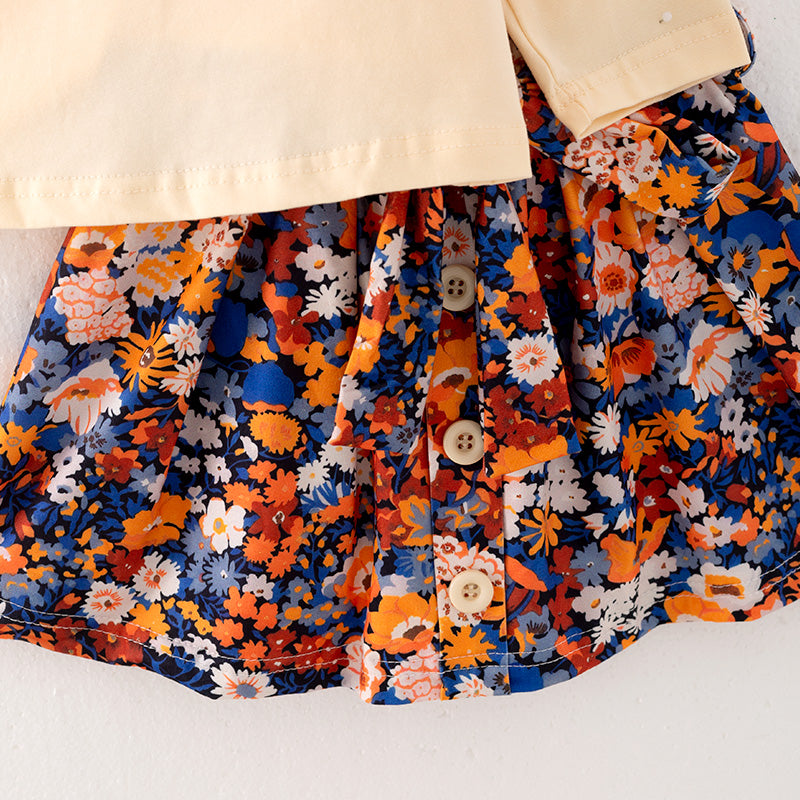 (In Stock L25-4-3)Girls Thanksgiving Print Skirt Set