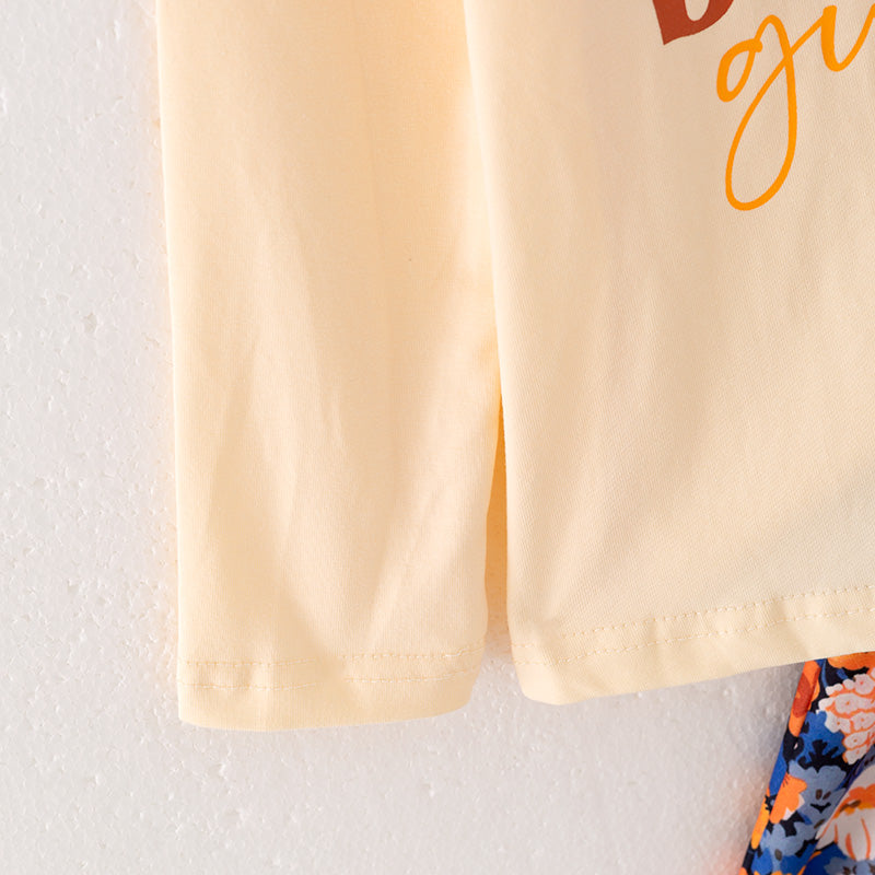 (In Stock L25-4-3)Girls Thanksgiving Print Skirt Set