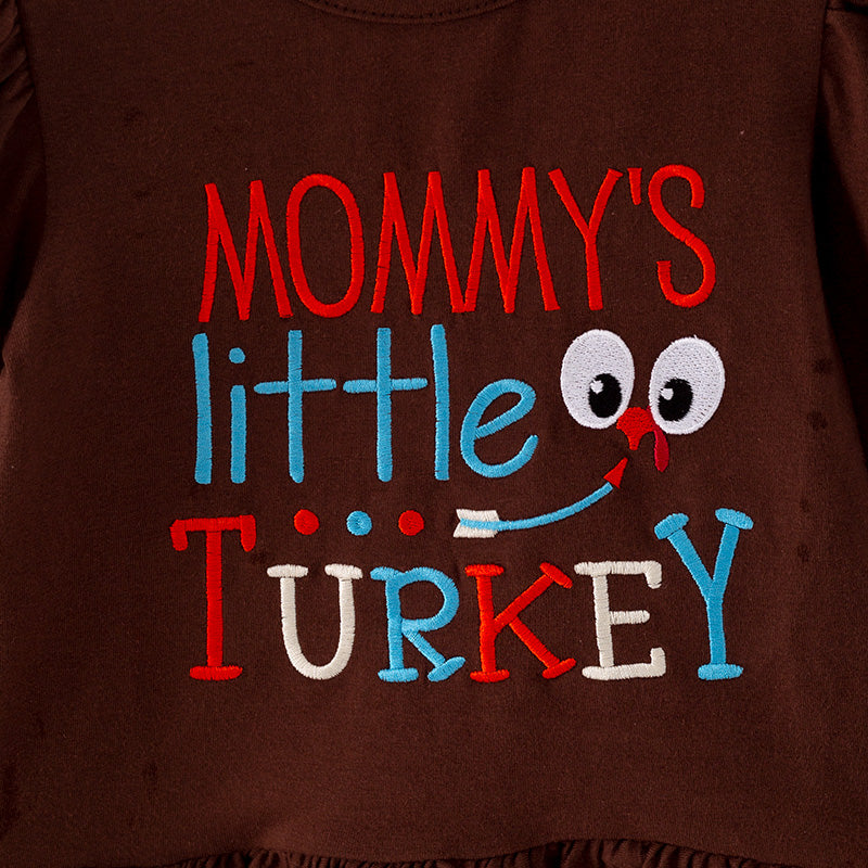 (In Stock Q5-4-1 L32-3-3)Girls Thanksgiving Embroidery Outfit Set