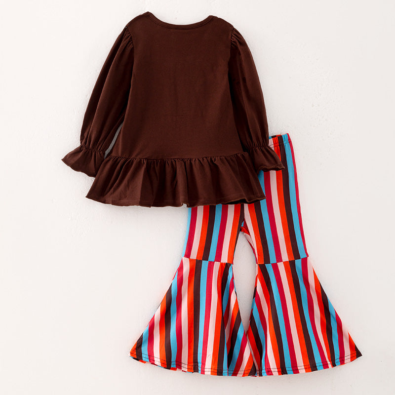 (In Stock Q5-4-1 L32-3-3)Girls Thanksgiving Embroidery Outfit Set