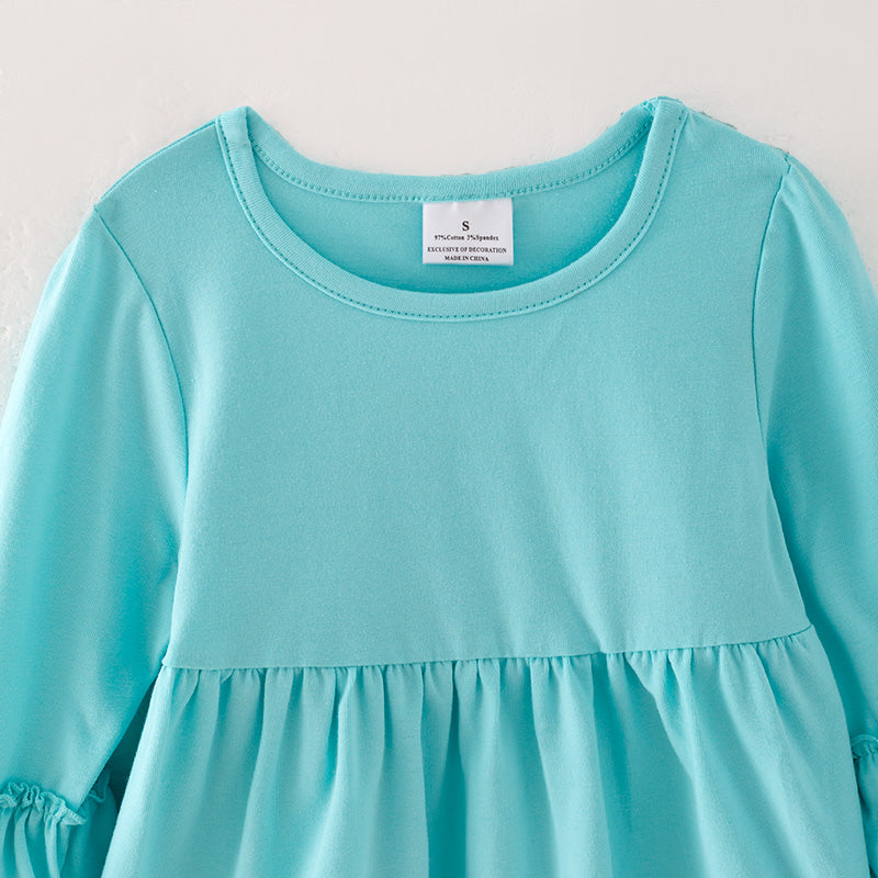 (In Stock L30-3-1)Girls Fall Turquoise Outfit Set