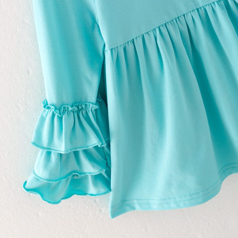 (In Stock L30-3-1)Girls Fall Turquoise Outfit Set