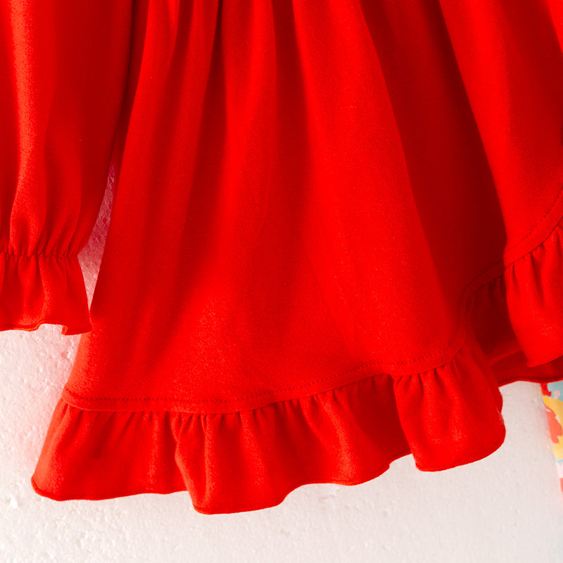 (In Stock L33-2-3)Girls Fall Tangerine Top Floral Print Pants Set