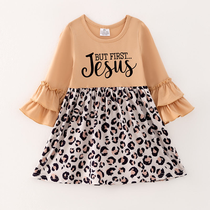 (In Stock G27-3-2)Girls Fall Jesus Print Dress