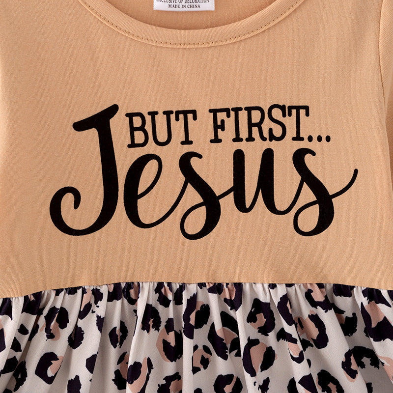 (In Stock G27-3-2)Girls Fall Jesus Print Dress