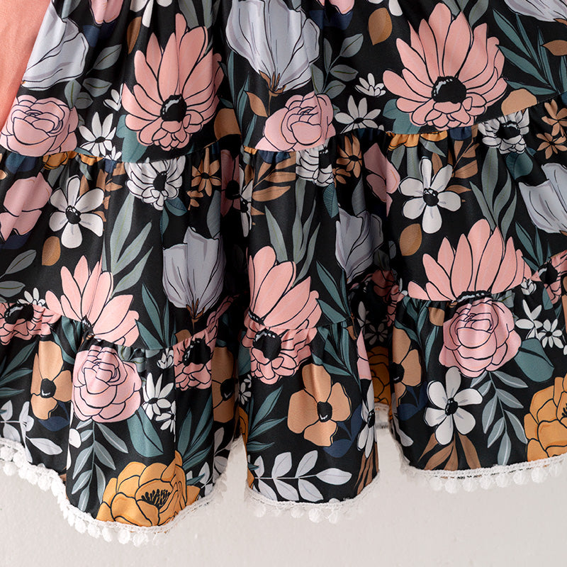 (In Stock G27-3-2)Girls Fall Floral Print Dress