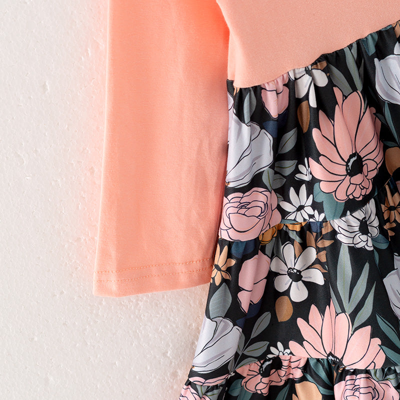 (In Stock G27-3-2)Girls Fall Floral Print Dress