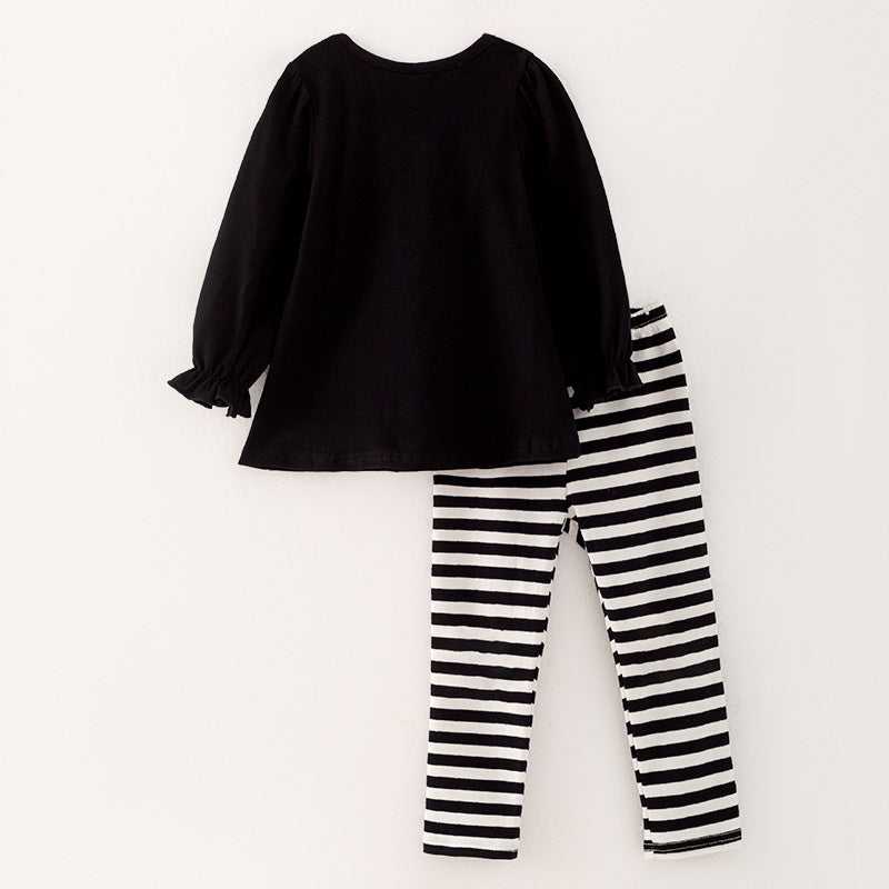 (In Stock E31-6-1)Girls Halloween Ghost Print Outfit Set