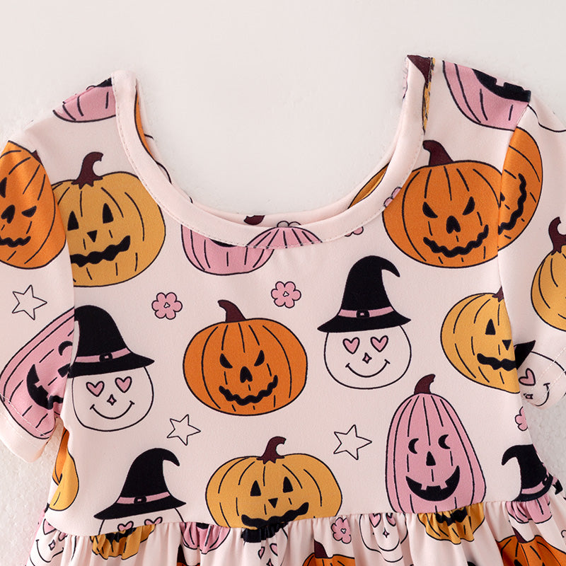 (In Stock E31-1-2)Girls Halloween Print Dress