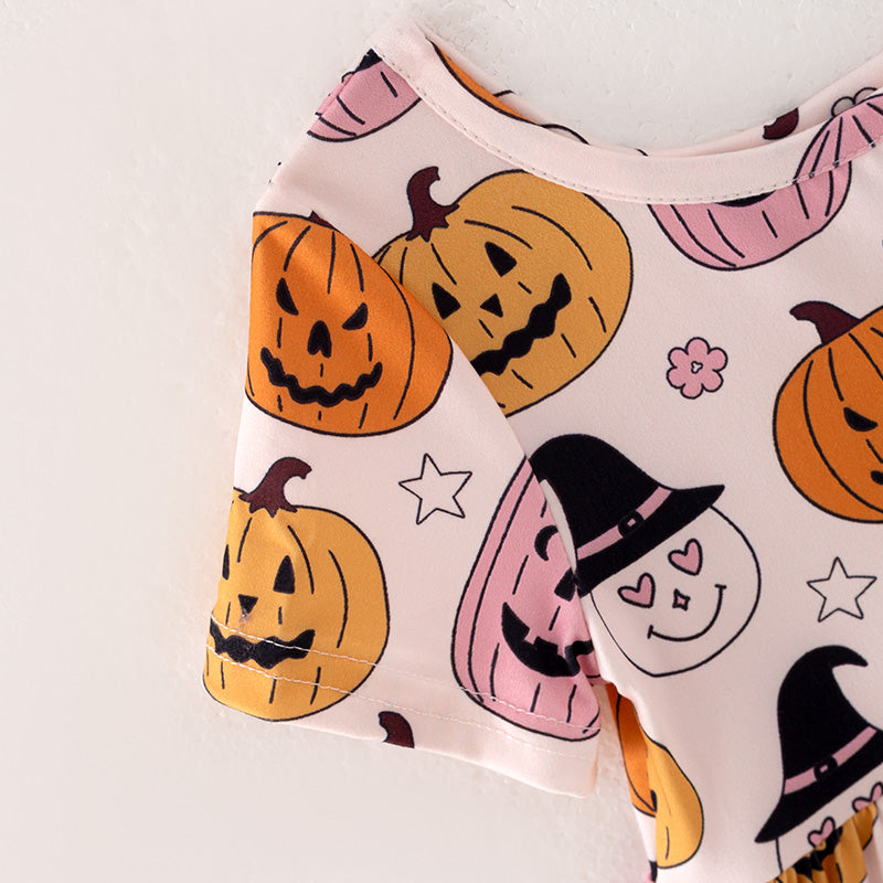 (In Stock E31-1-2)Girls Halloween Print Dress