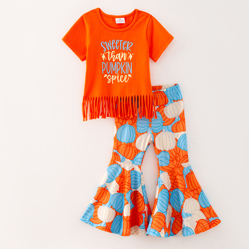 (In Stock E31-1-3)Girls Thanksgiving Print Outfit Set