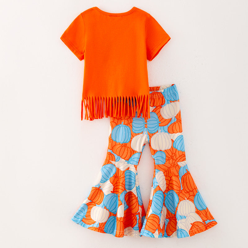 (In Stock E31-1-3)Girls Thanksgiving Print Outfit Set