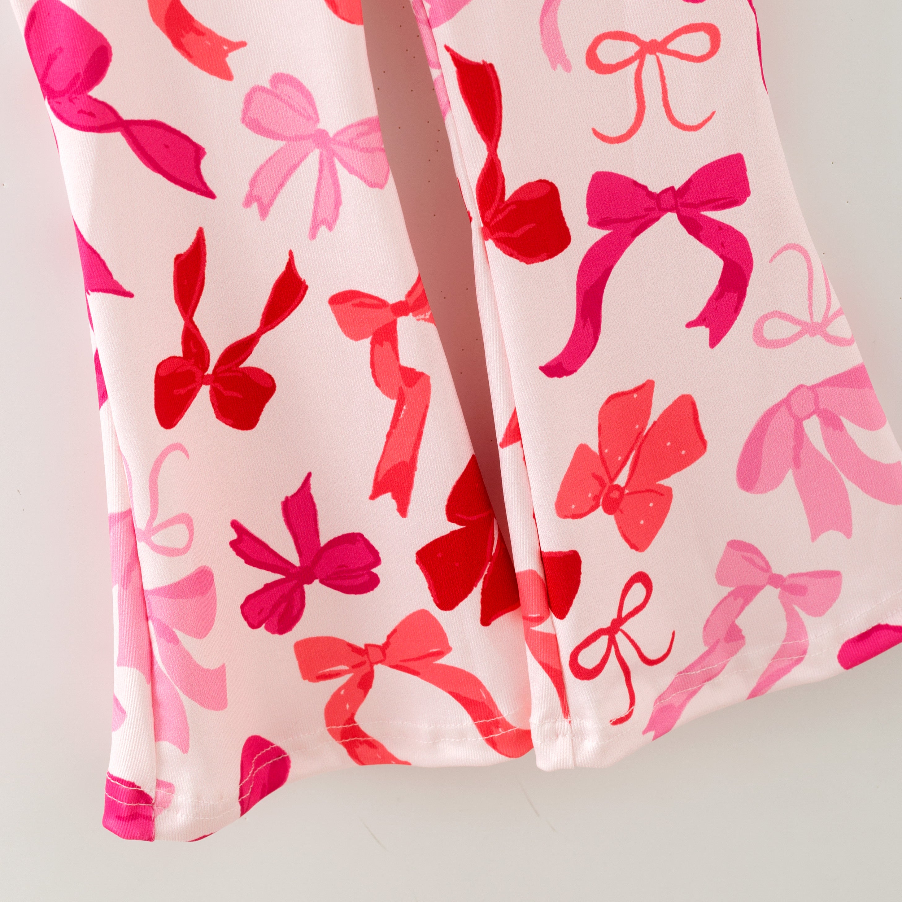 (Pre Order,Prepack Zone)Girls Bow Print Twill Sweatshirt Suit(Mix Size)