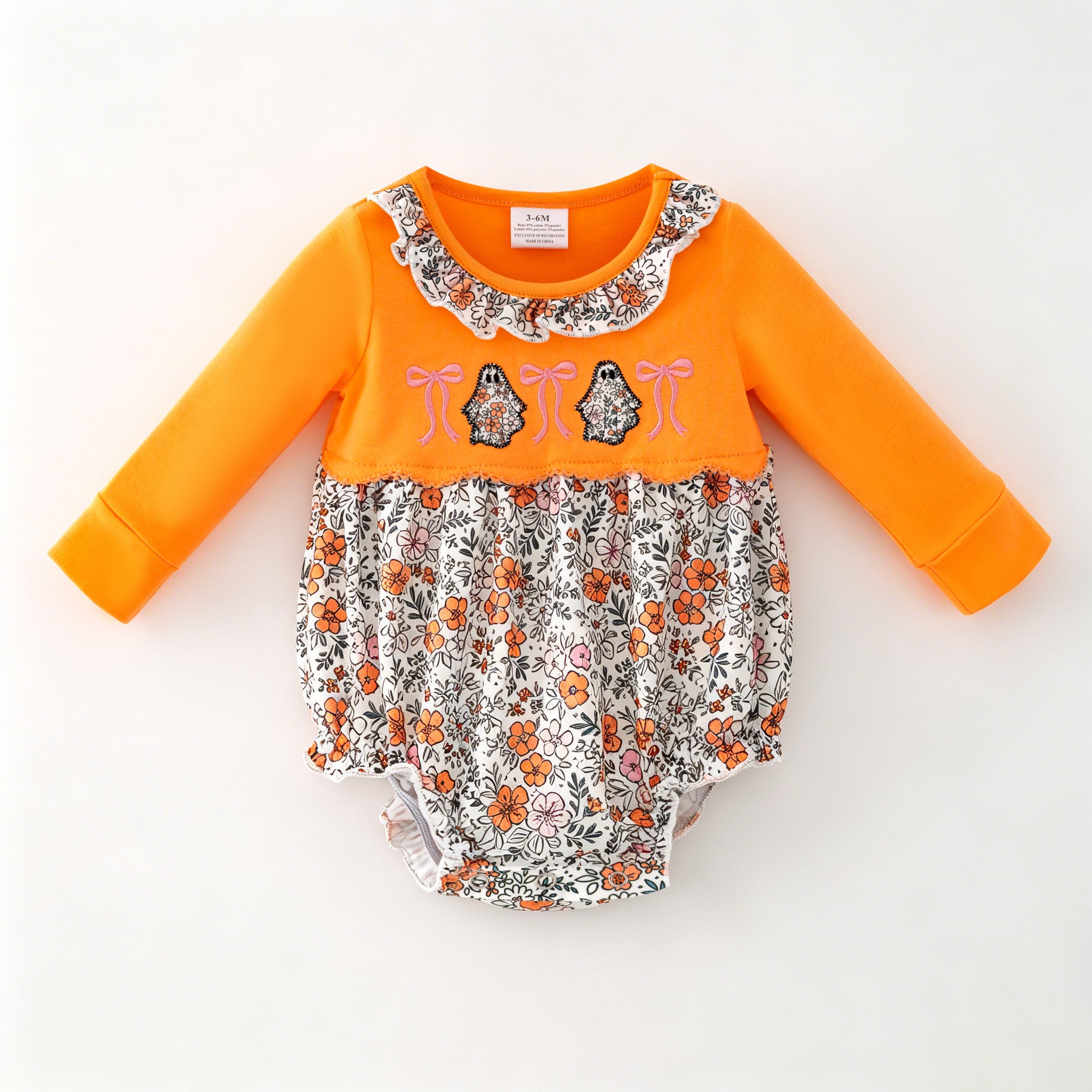 (In Stock)Toddler Girls Halloween Ghost Applique Romper