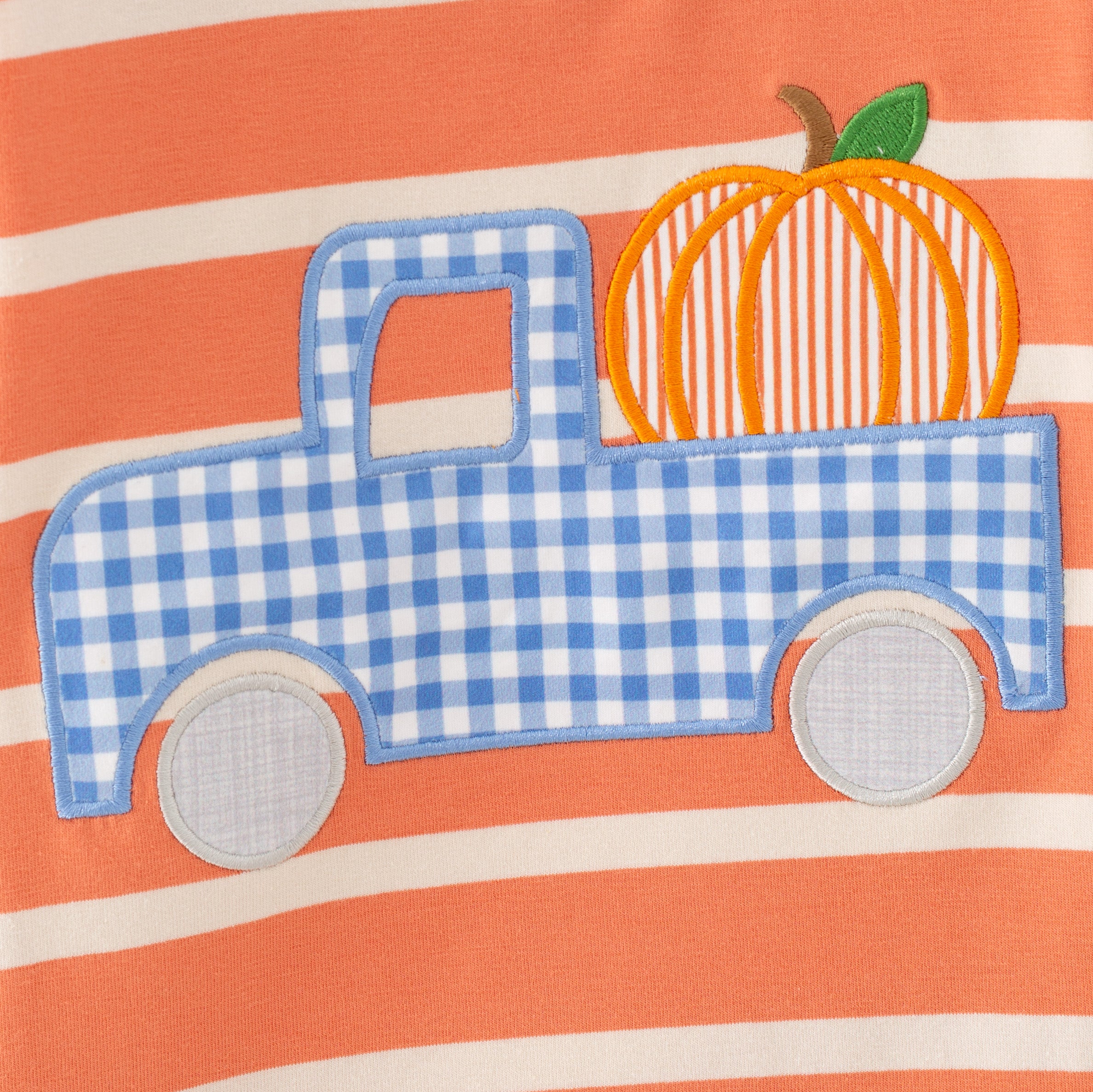 (In Stock)Brothers Fall Pumpkin Applique Cotton Top&Romper