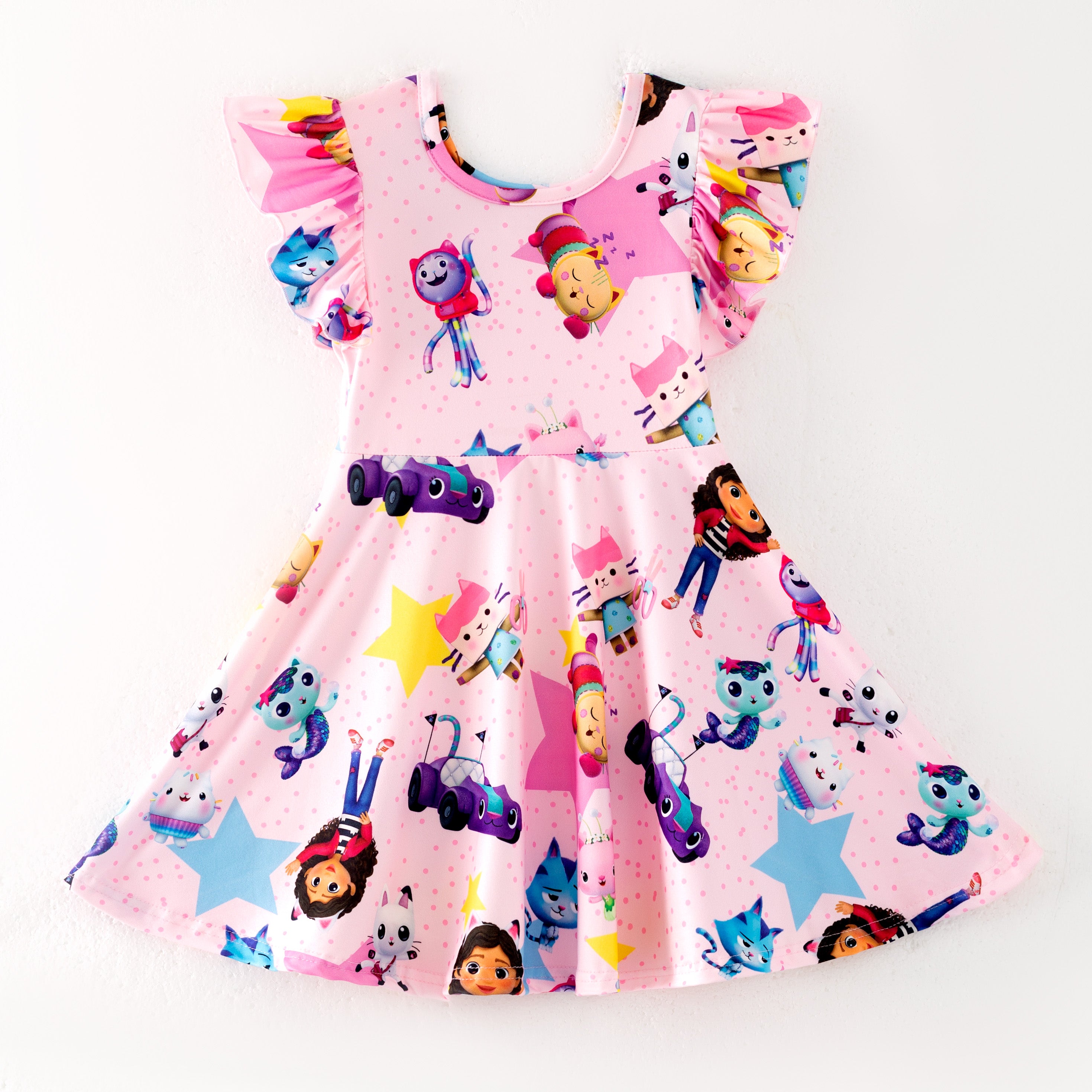 (Pre Order)Girls Spring and Summer Cartoon Character Print Dress