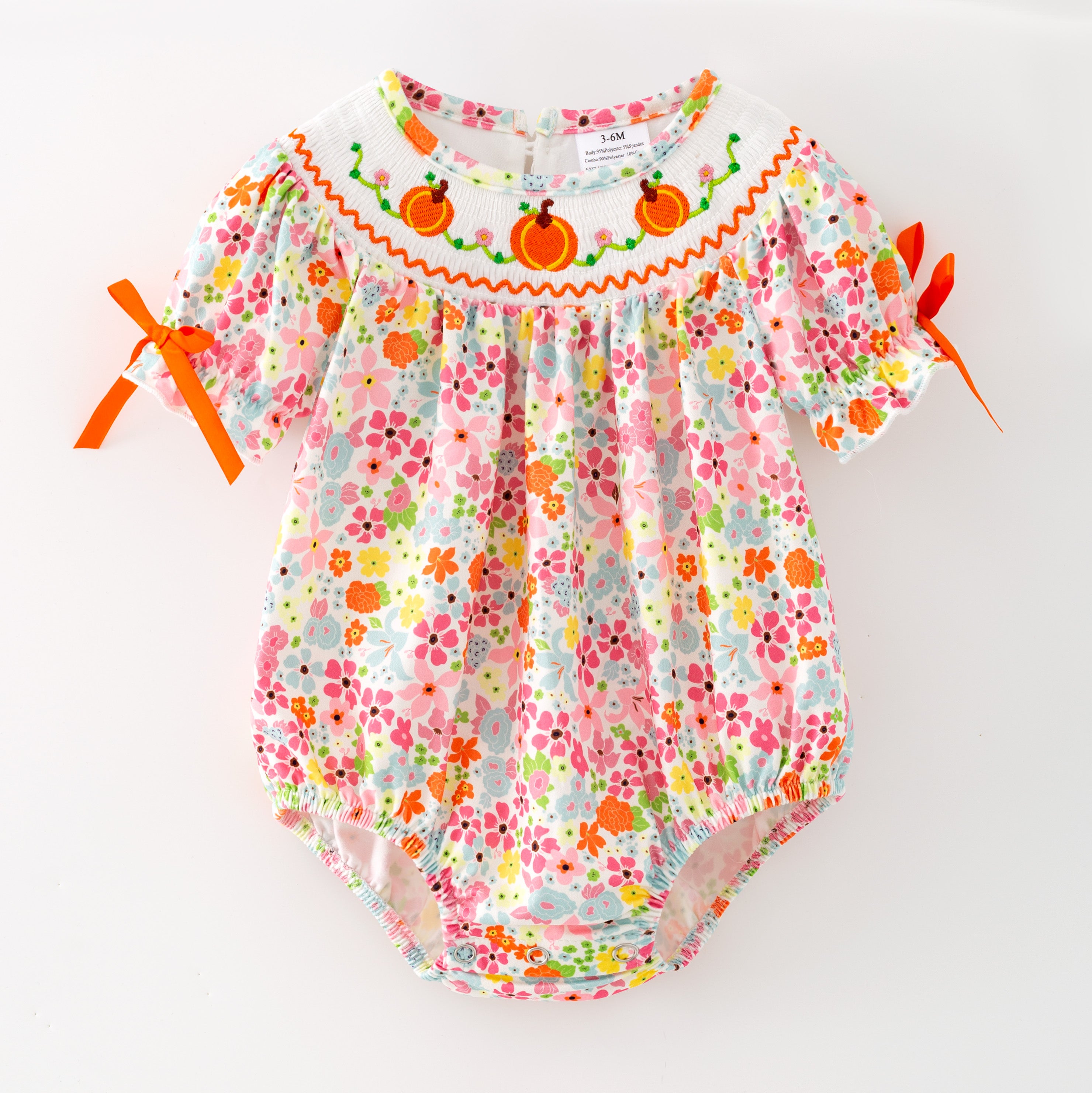 (In Stock)Sisters Fall Pumpkin Embroidery Smocked Outfit Set&Romper