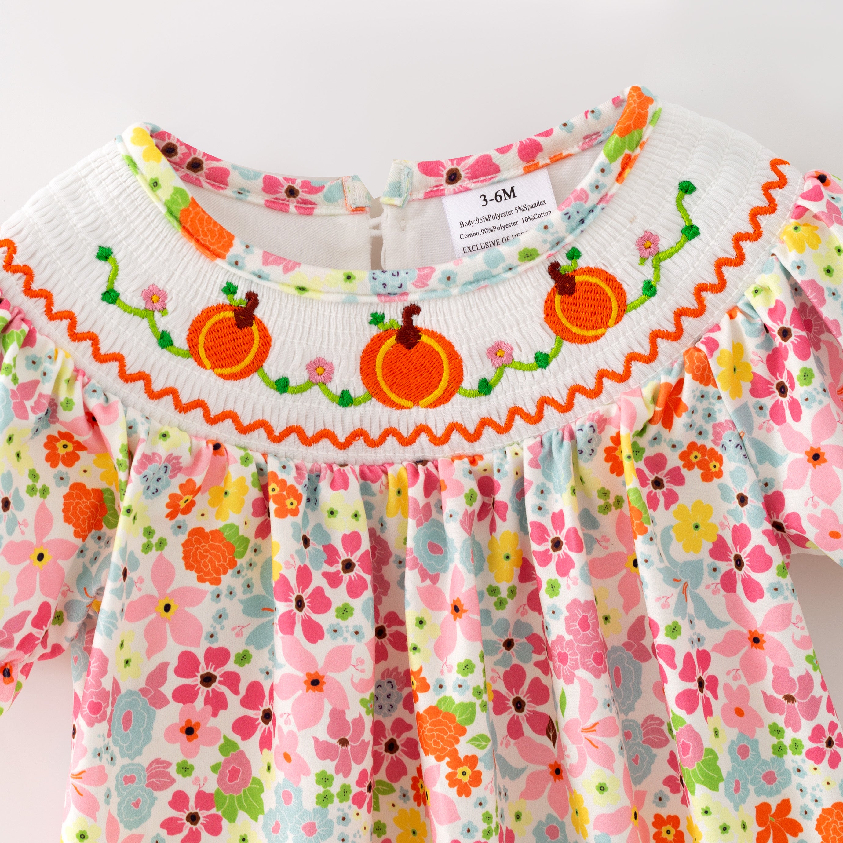 (In Stock)Sisters Fall Pumpkin Embroidery Smocked Outfit Set&Romper