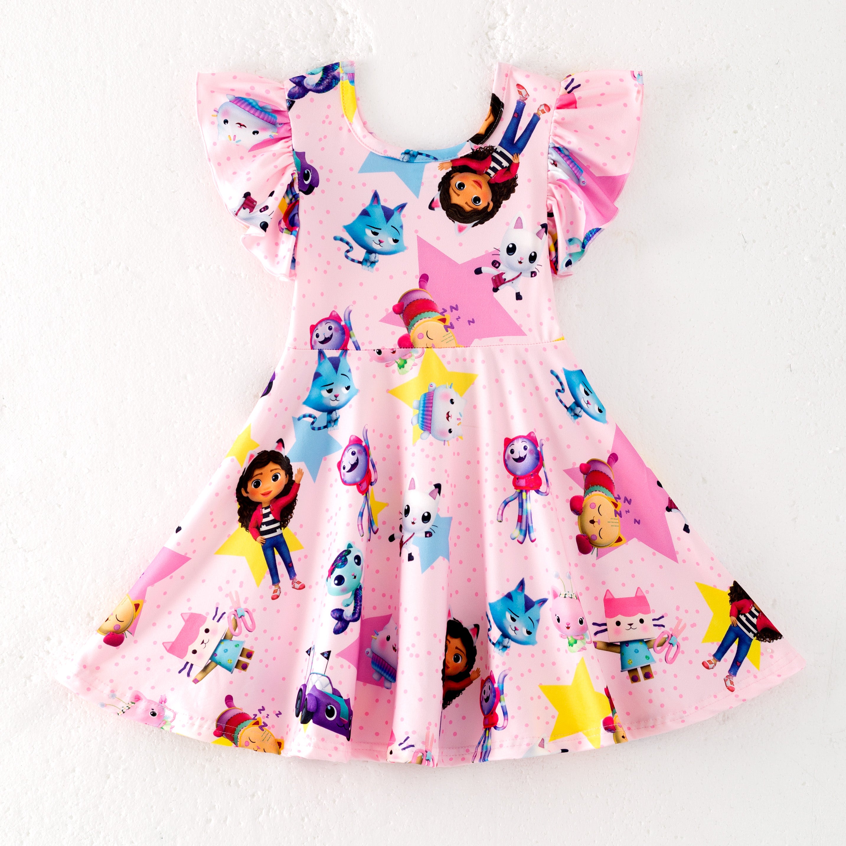 (Pre Order)Girls Spring and Summer Cartoon Character Print Dress