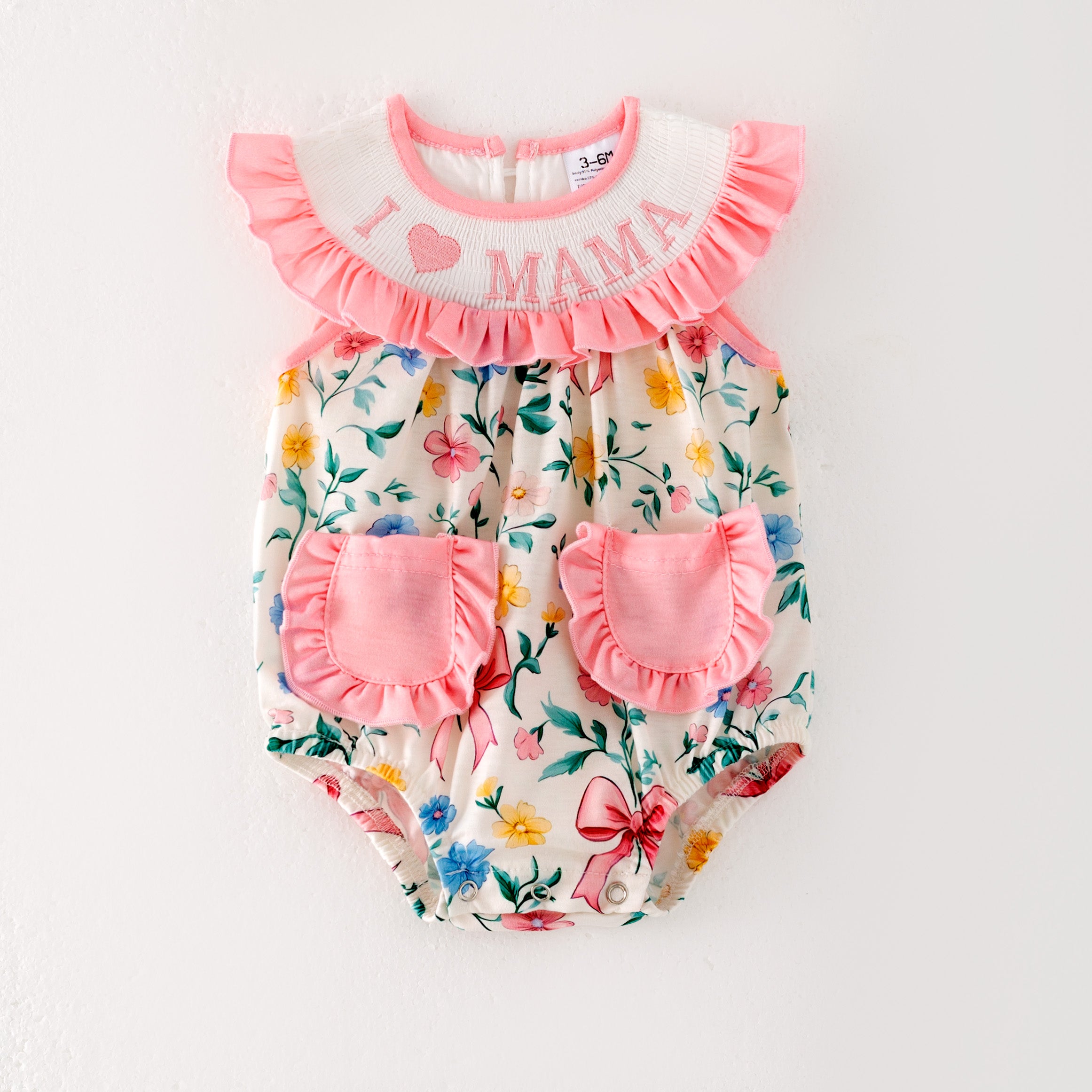 (Pre Order)Mommy and Me I♥MAMA,I♥DAD Embroidery Smocked Dress,Romper