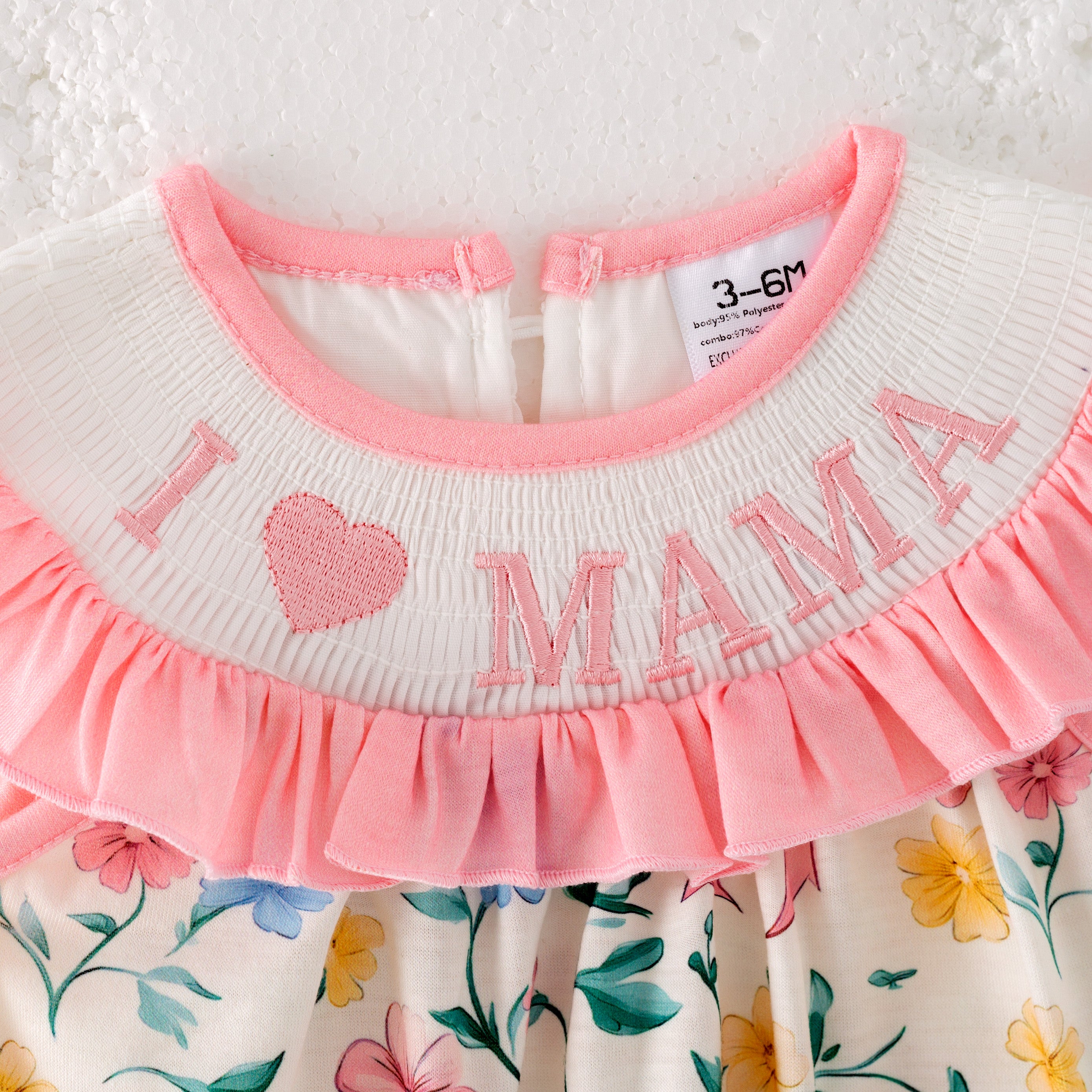 (Pre Order)Mommy and Me I♥MAMA,I♥DAD Embroidery Smocked Dress,Romper