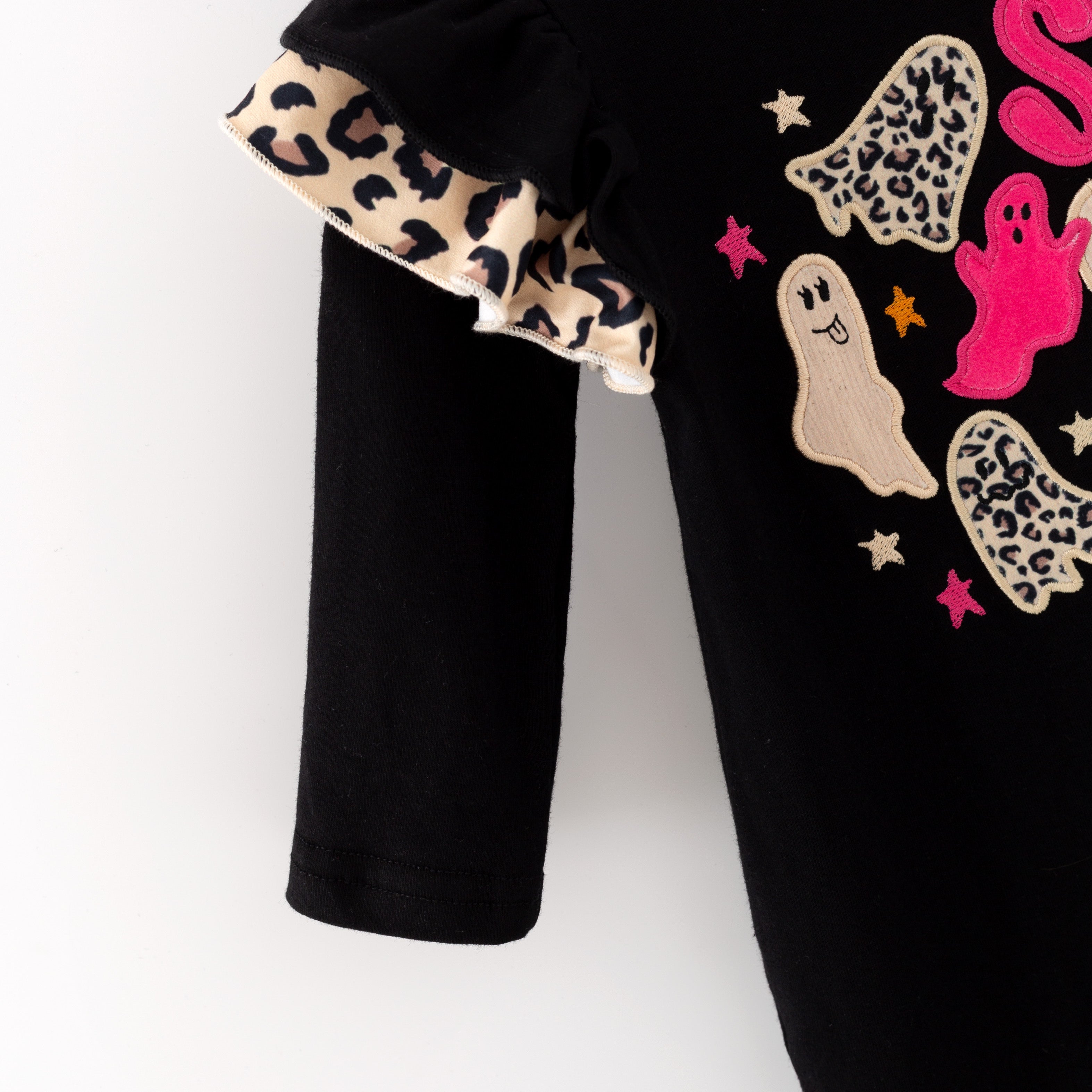 (In Stock)Toddler Girls Halloween Ghost Applique Cotton Romper