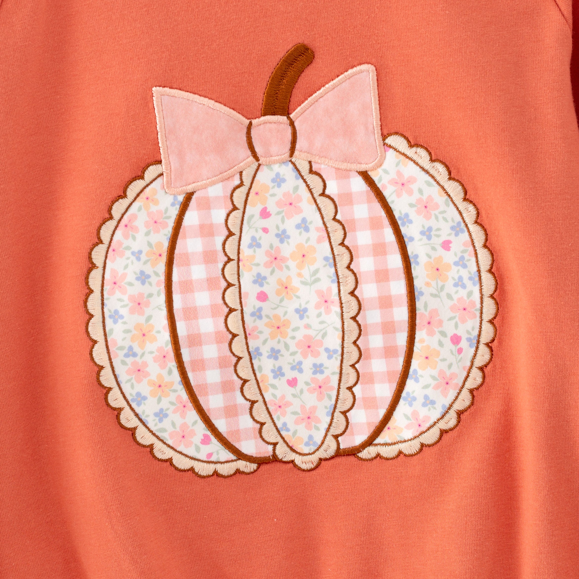 (In Stock)Girls Fall Pumpkin Applique Ruffle Outfit Set