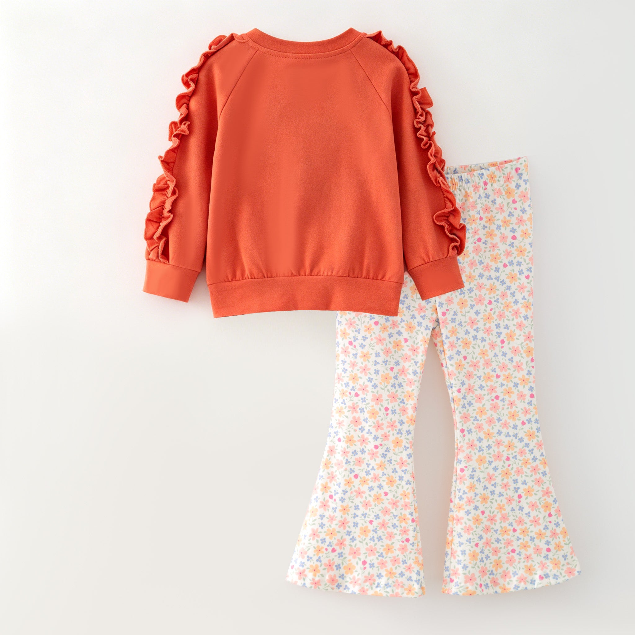 (In Stock)Girls Fall Pumpkin Applique Ruffle Outfit Set