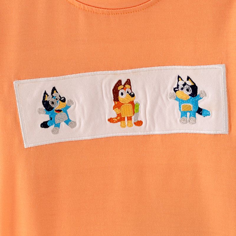 (In Stock A5-7-3)Boys Fall Cartoon Embroidery Outfit Set