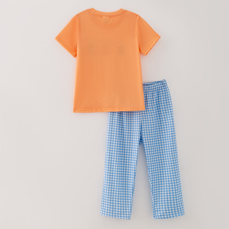 (In Stock A5-7-3)Boys Fall Cartoon Embroidery Outfit Set