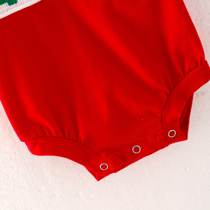 (In Stock A5-6-2)Baby Boys Christmas Tree Embroidery Smocked Romper